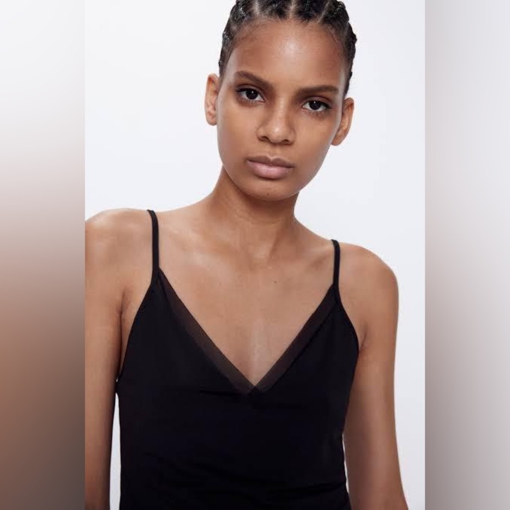 Zara crop cami with mesh details- medium